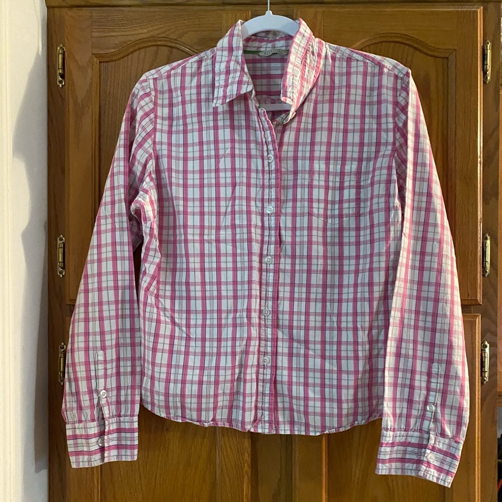 Maurices Pink Plaid Button Down Shirt